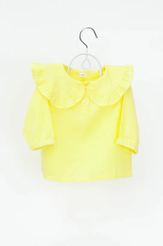 100% Cotton Yellow Frill Top for Girls