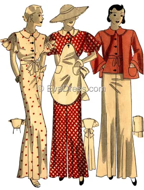 1933 Garden Ensemble of Pajamas and Apron NL30-1241