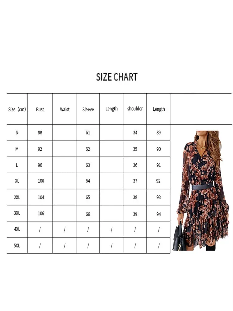 2024 V-neck Long Sleeve A-line Wrapped Boho Dress