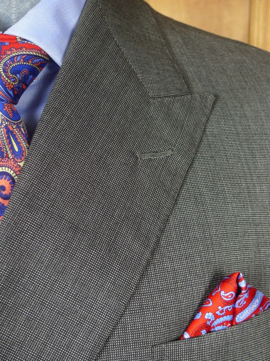 23/0160 near immaculate vintage welsh & jefferies savile row bespoke micro-nailhead weave d/b worsted suit 45 short