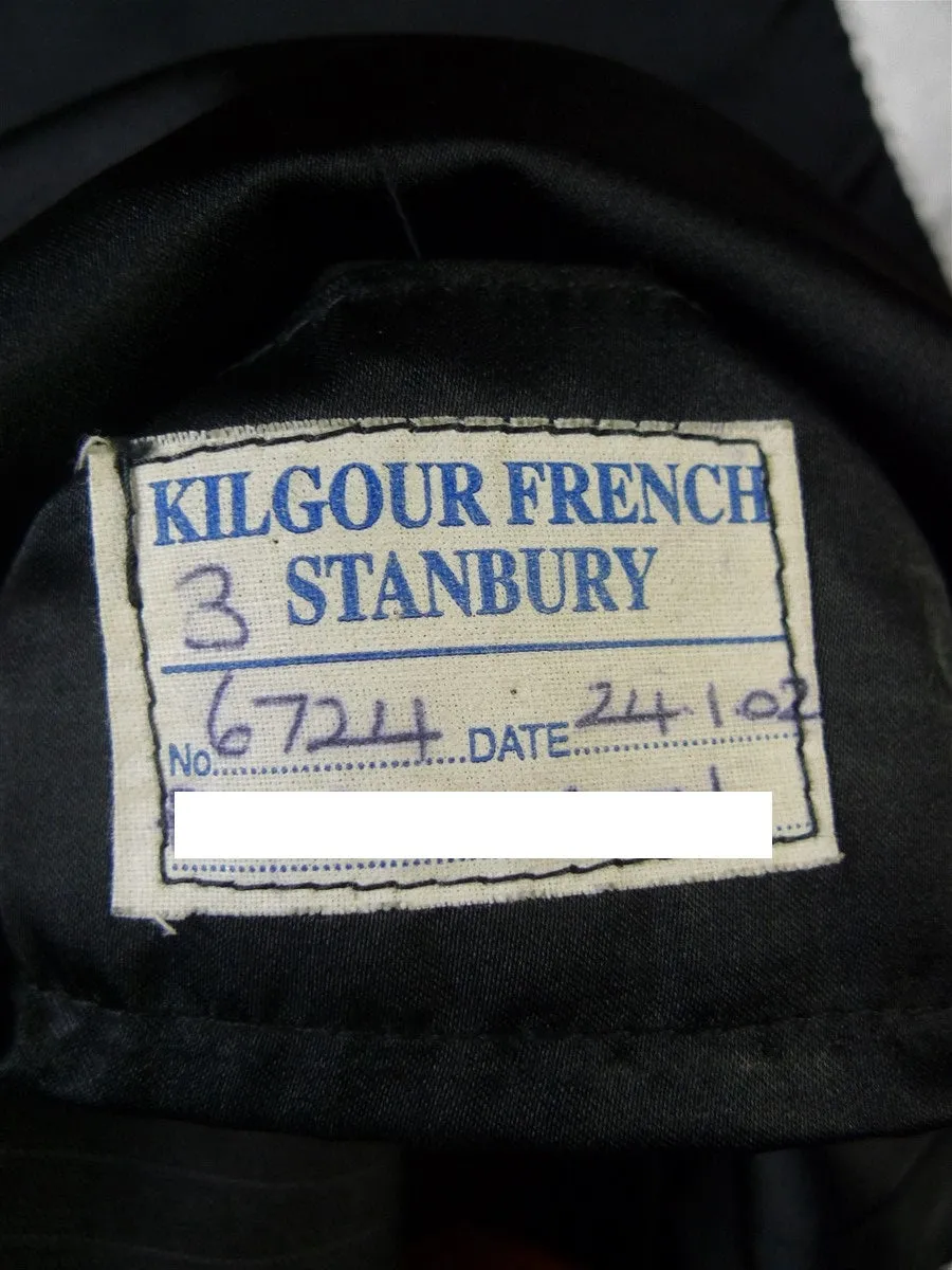 24/0885 kilgour french stanbury 2002 savile row bespoke grey pin-stripe wool suit 47 short to regular