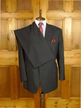 24/0886 immaculate kilgour french stanbury 2002 savile row bespoke grey pin-stripe worsted suit w/ hanger 45-46 regular