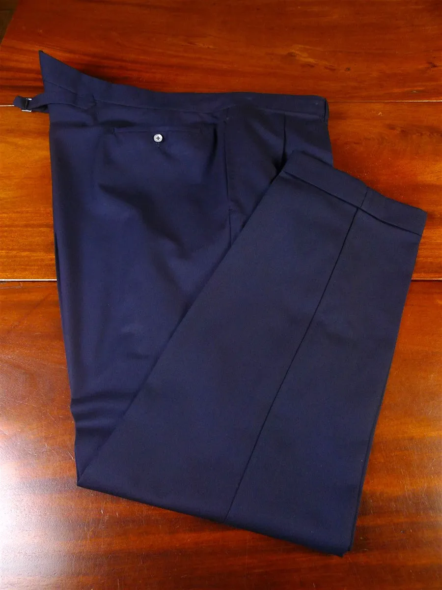 24/0926 immaculate 1998 anderson & sheppard savile row bespoke navy blue worsted trouser 40-44