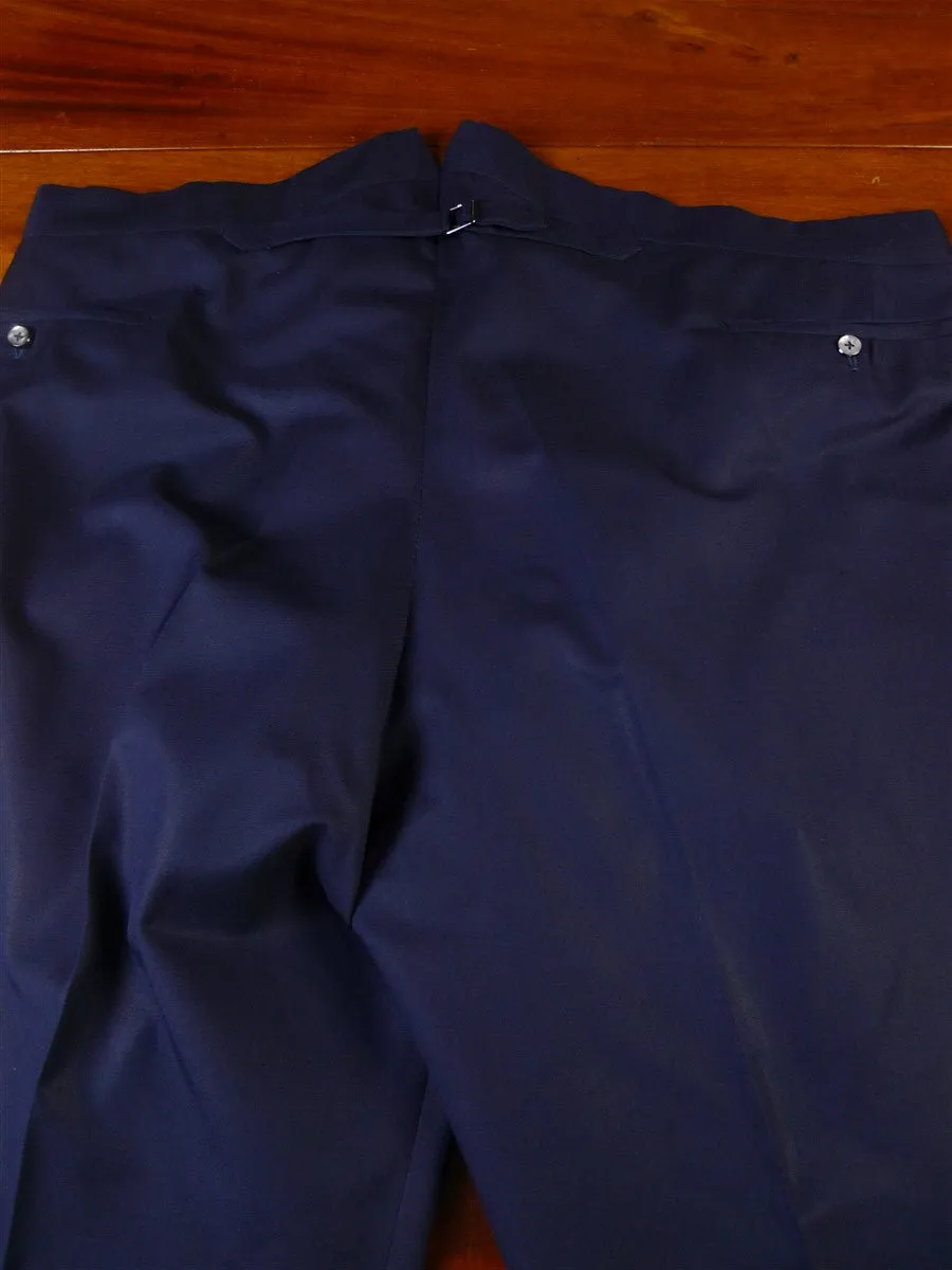 24/0926 immaculate 1998 anderson & sheppard savile row bespoke navy blue worsted trouser 40-44