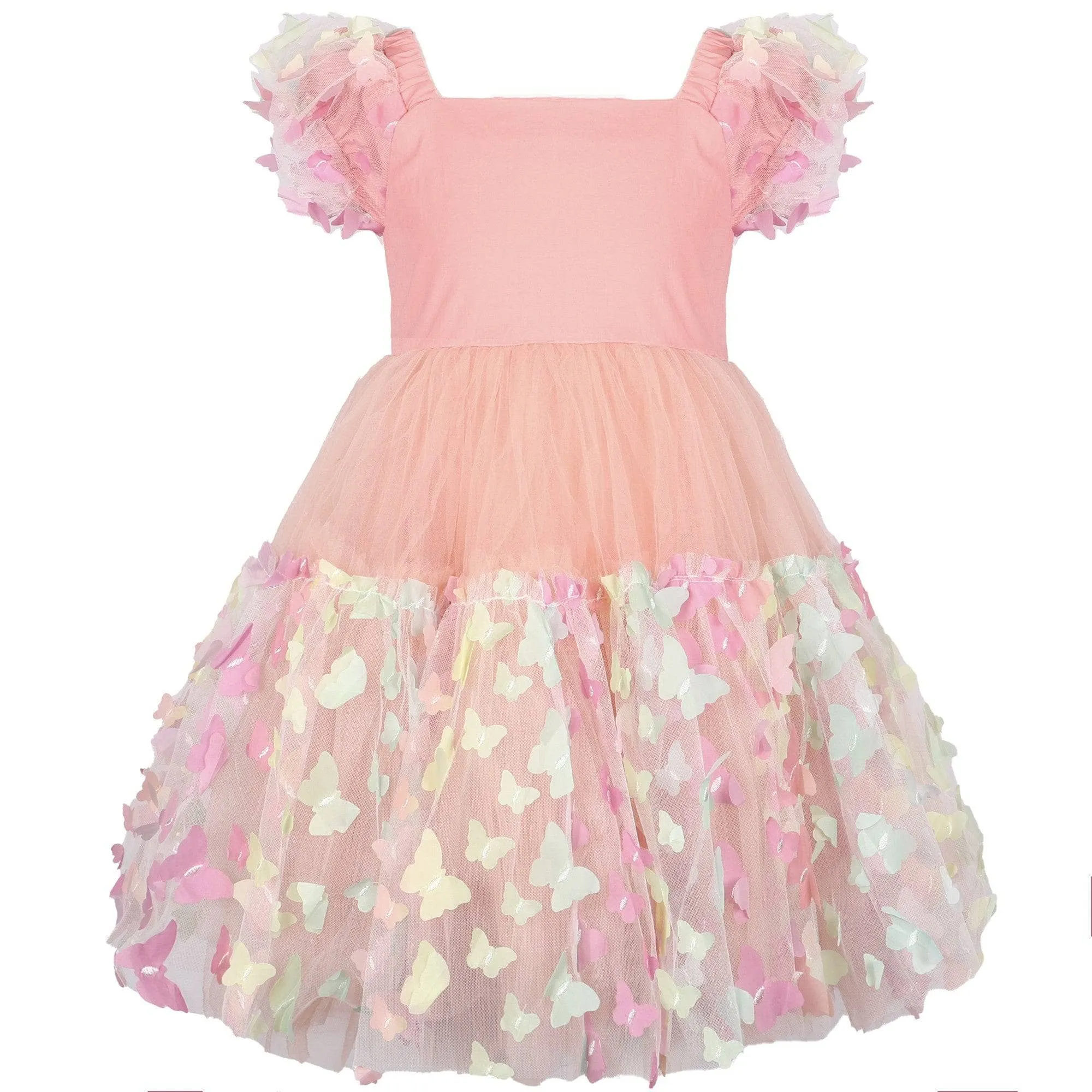 3D Butterfly Puffy Sleeve Dress