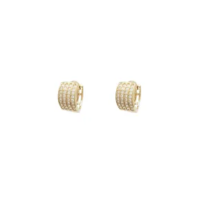 4 Rows Huggie CZ Earrings (14K)