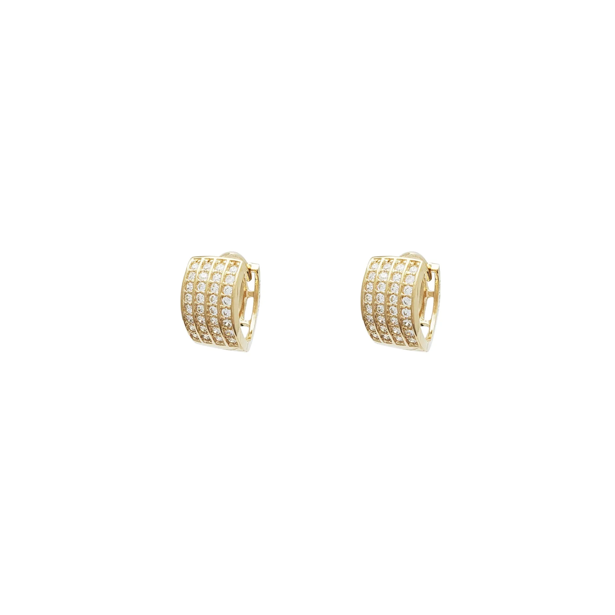 4 Rows Huggie CZ Earrings (14K)