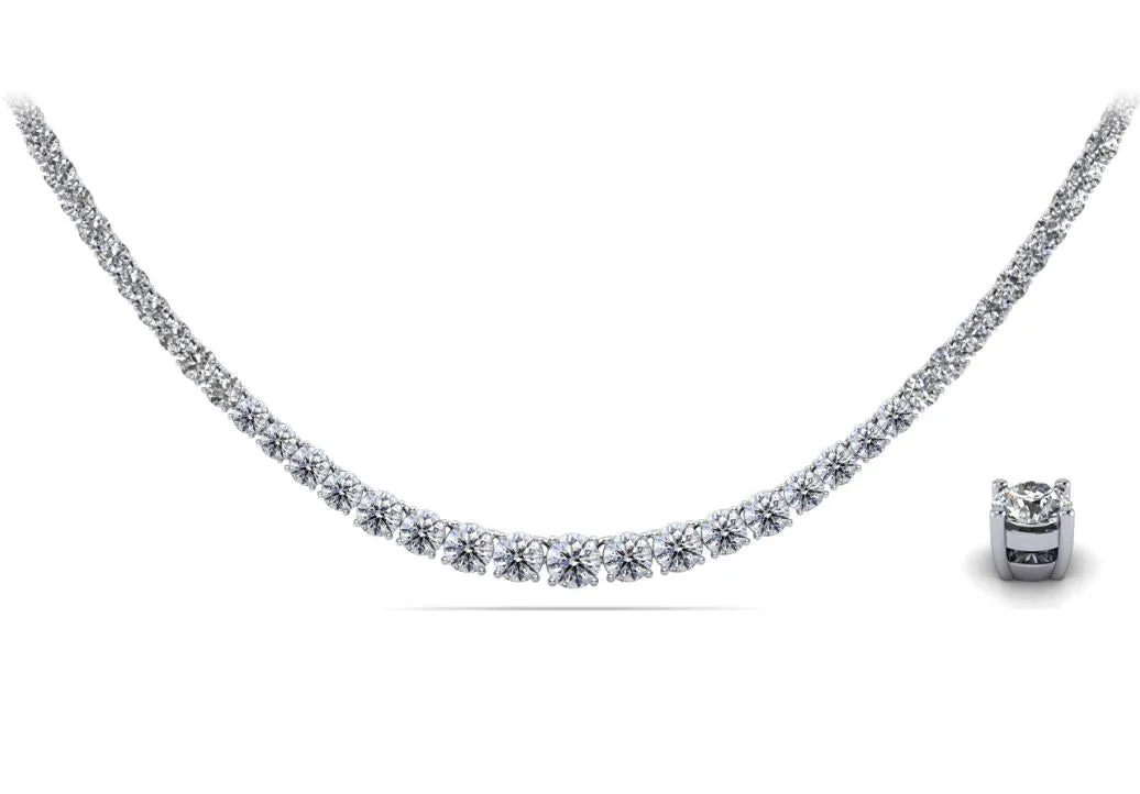 6 Carat Natural Diamond Riviera Graduated Tennis Necklace Platinum 17" 4-Prong