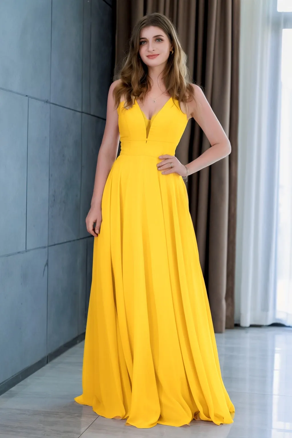 A-Line Floor Length Chiffon Bridesmaid Dress CB0716