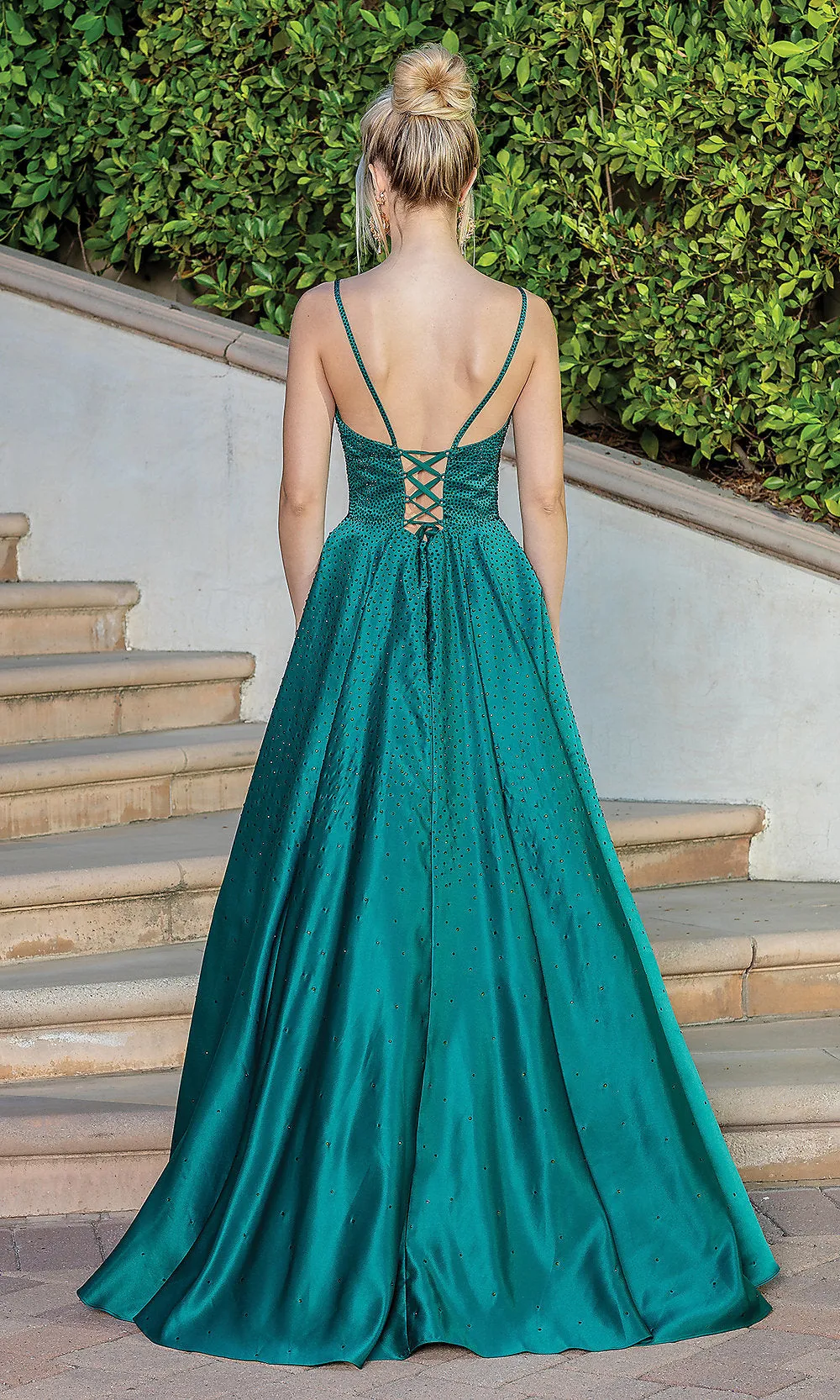 A-Line Long Beaded Prom Dress with Pockets