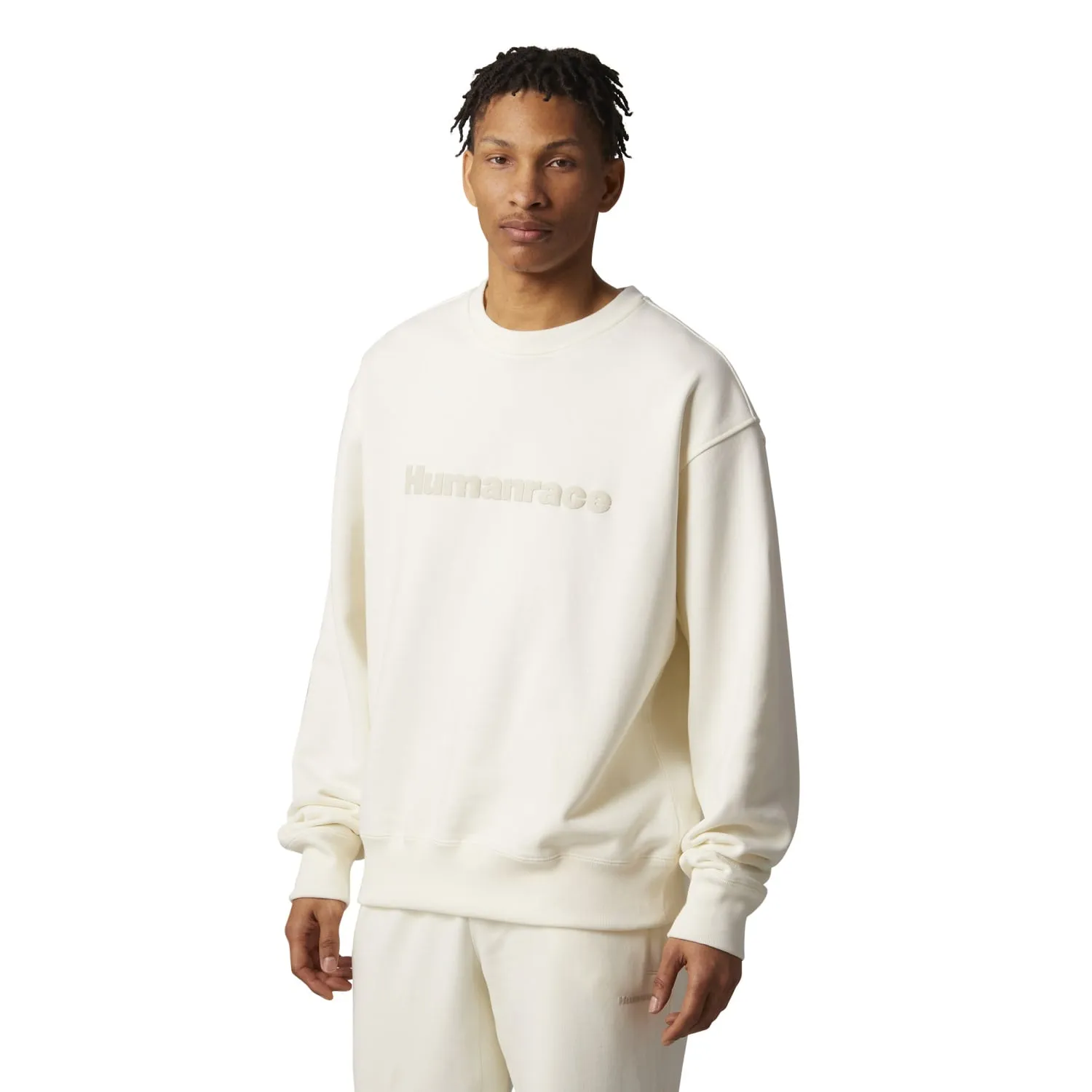 Adidas Originals Unisex PW Pharrell Williams Humanrace Basics Crew Off White HK6695