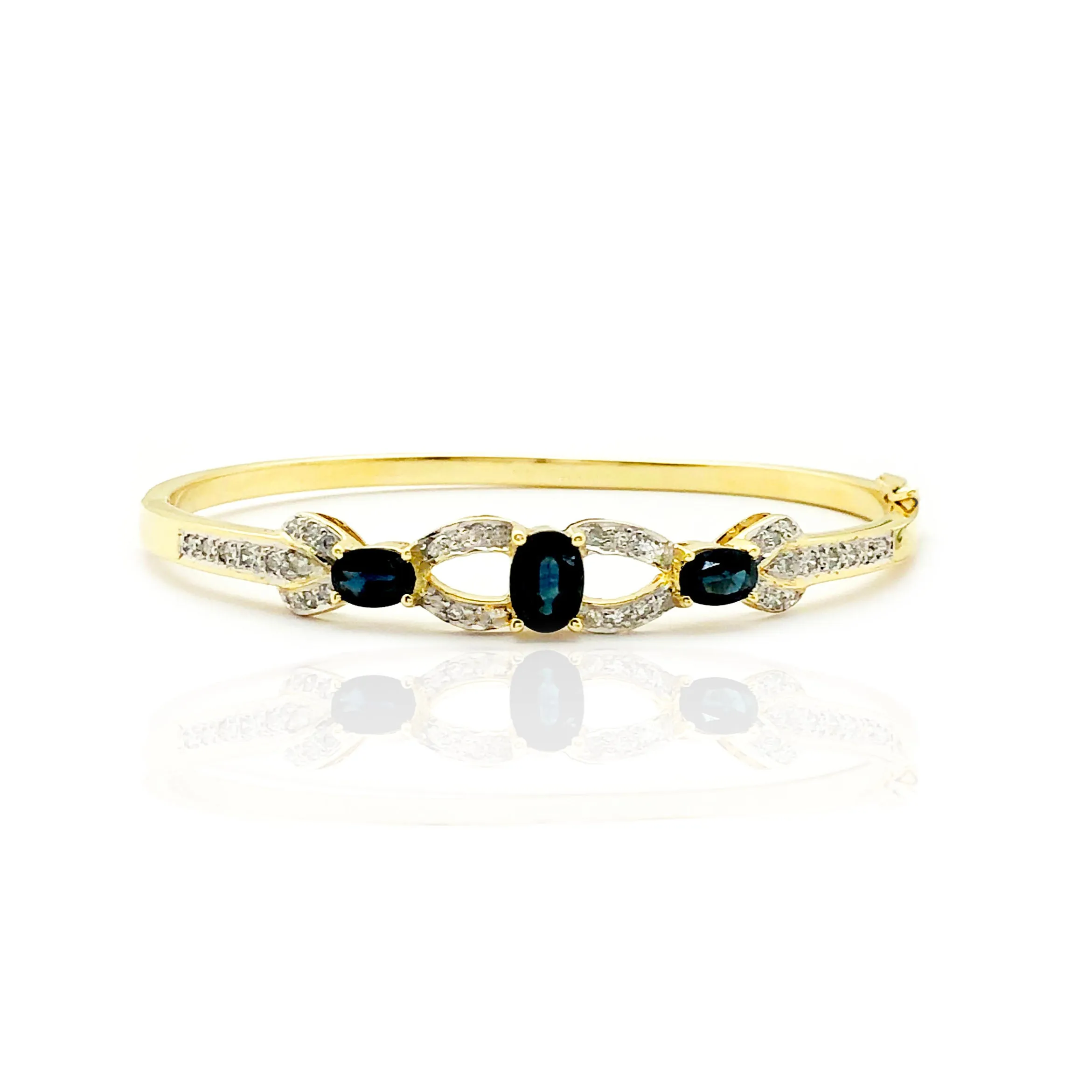 Aegean Blue Sapphire & Diamond Bangle Bracelet (14K)