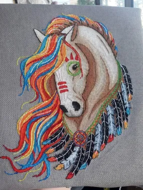 Amerindian Mustang" (golden) - PDF Counted Cross Stitch Pattern