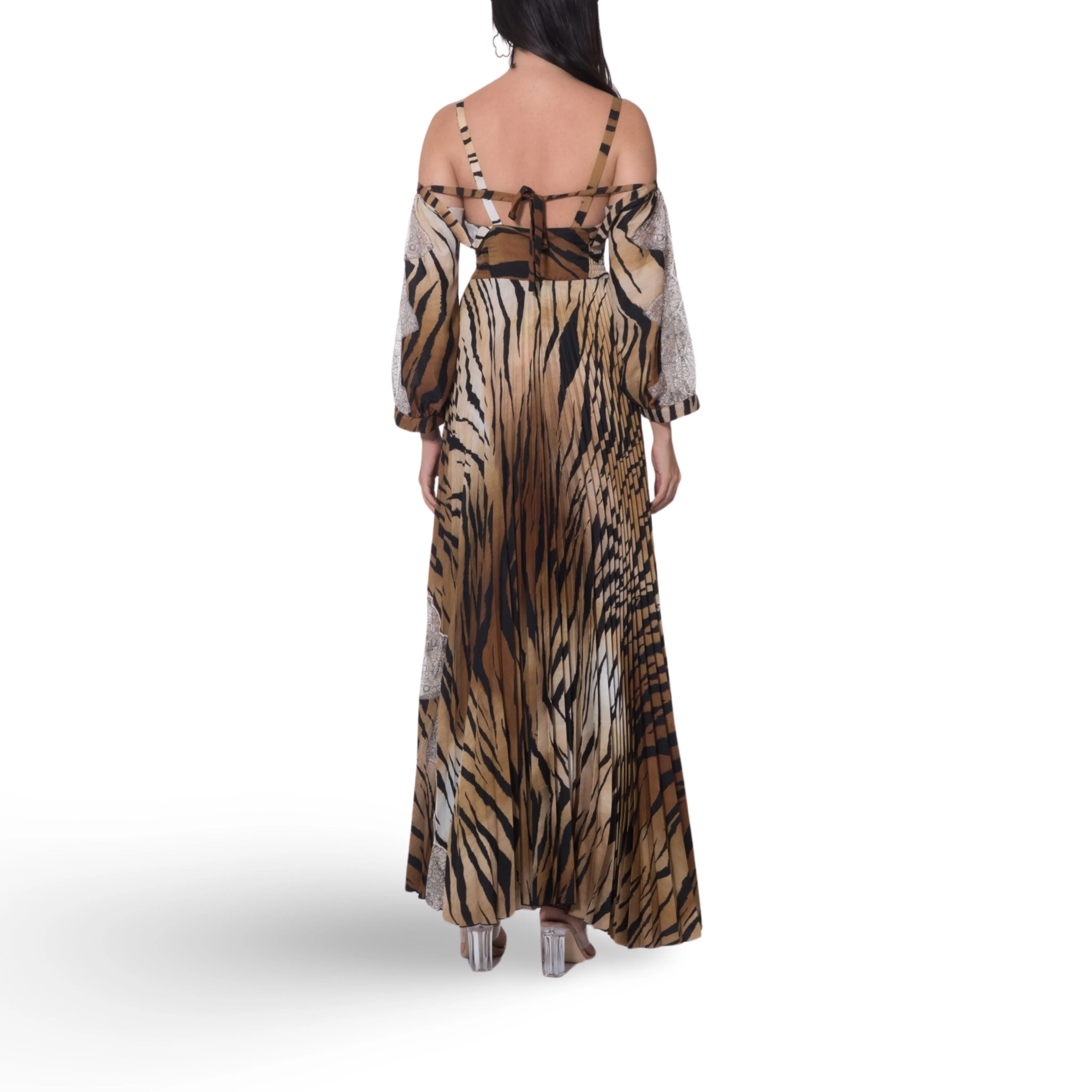 Animal Print Off The Shoulder Long Dress