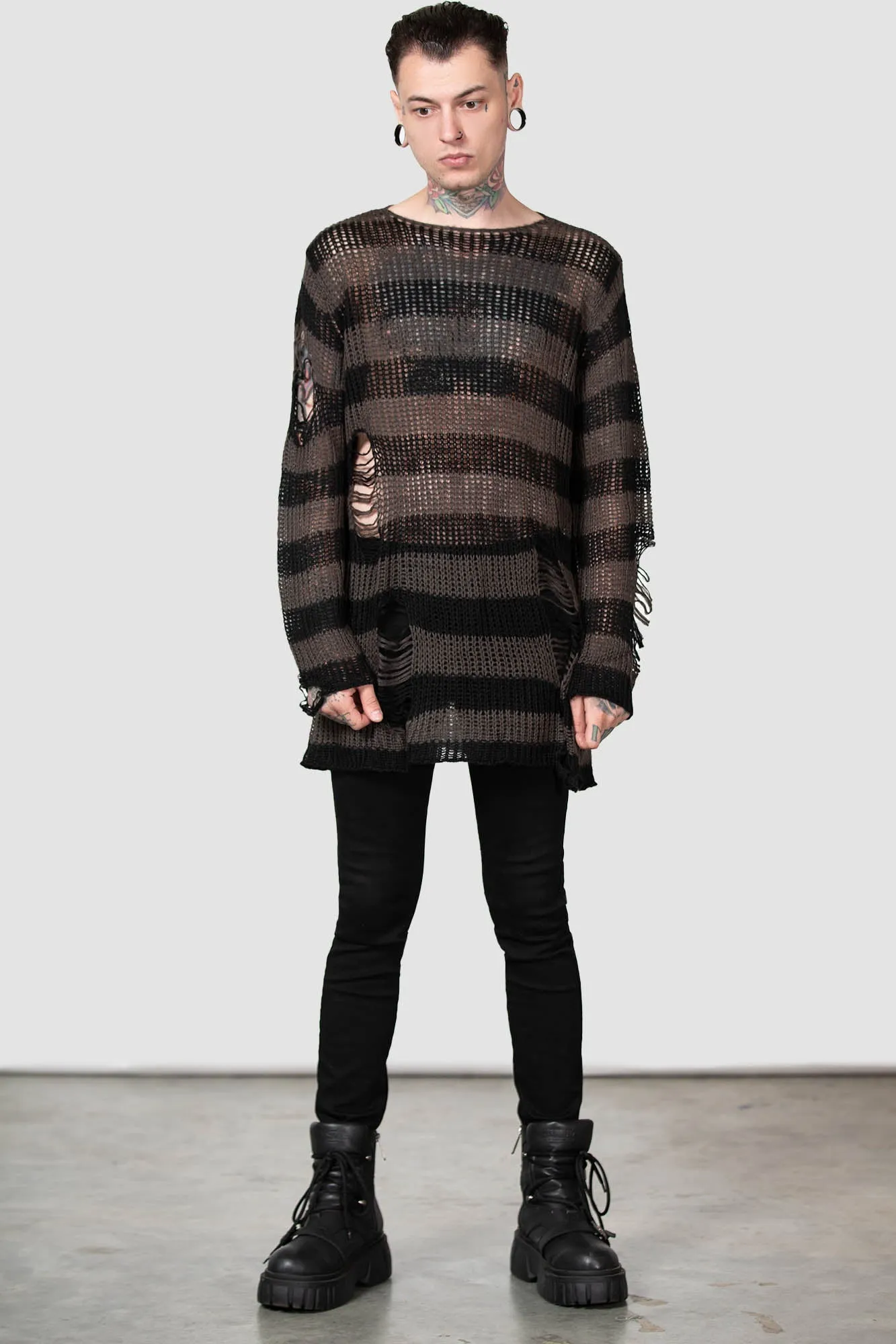 Ash Distress Knit Sweater [B]