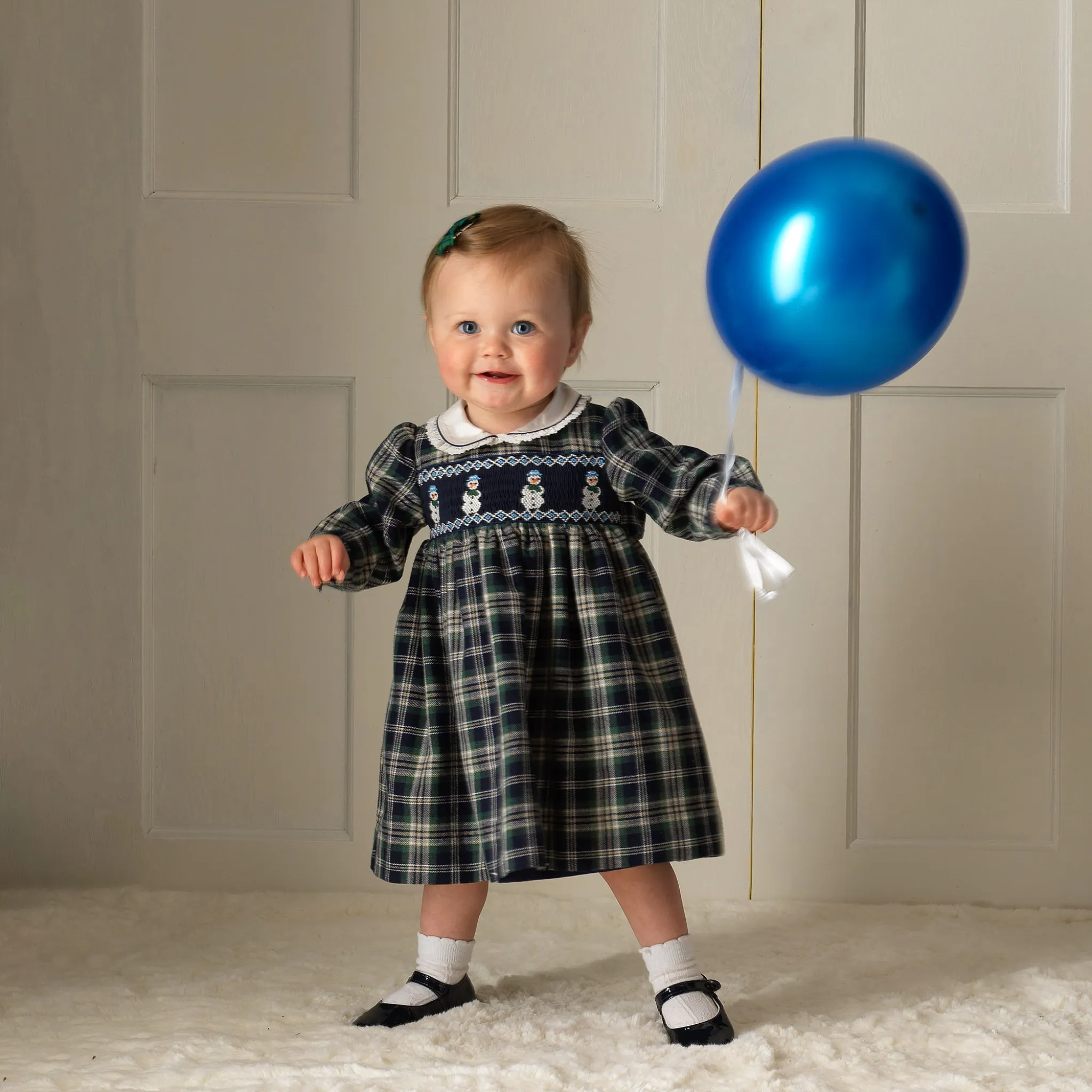 Baby Girl Snowman Smocked Dress & Bloomers