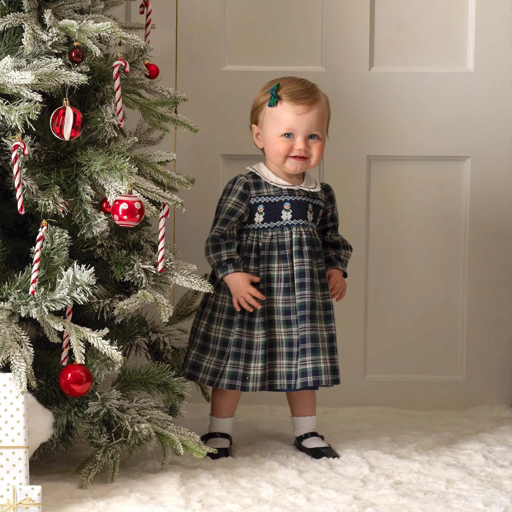 Baby Girl Snowman Smocked Dress & Bloomers