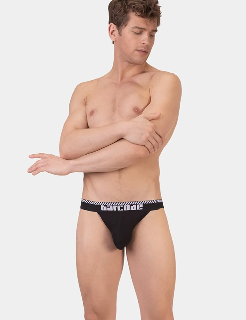 Barcode Berlin Kavan ribbed cotton jockstrap black