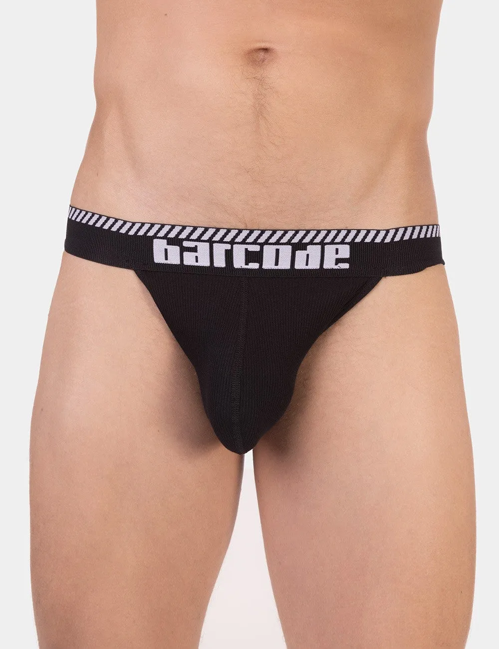 Barcode Berlin Kavan ribbed cotton jockstrap black