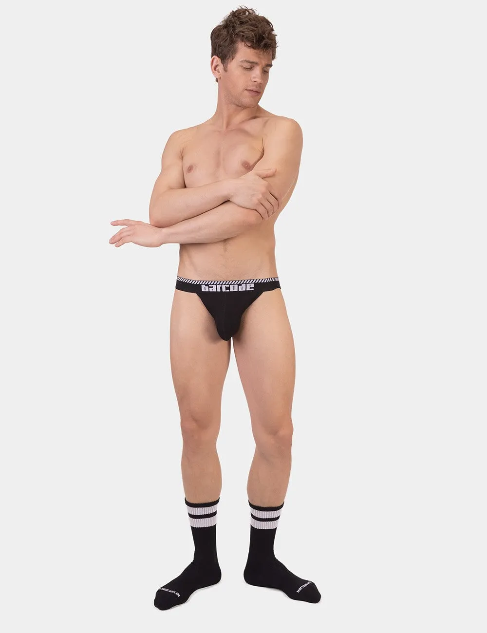 Barcode Berlin Kavan ribbed cotton jockstrap black