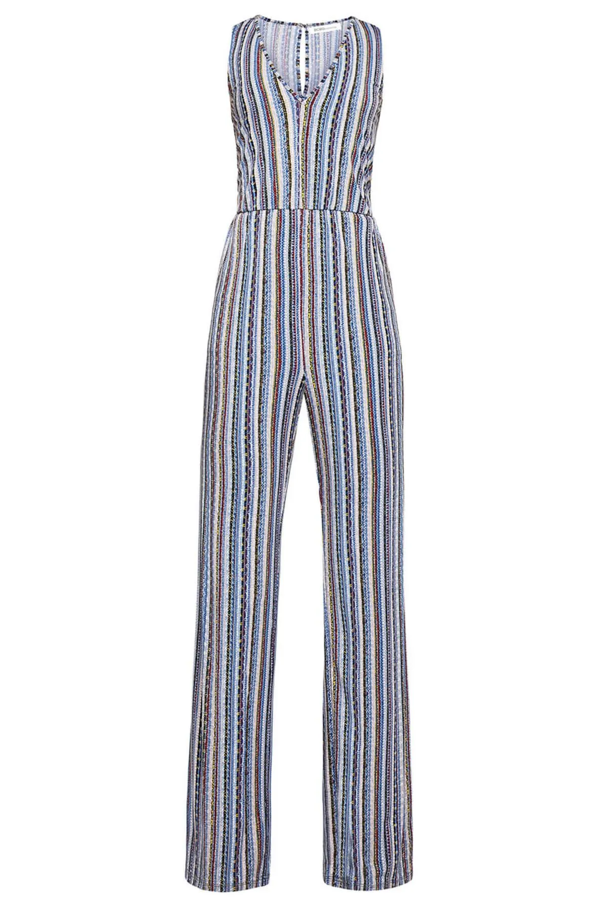 Basket Weave Stripe Cutout Jumpsuit