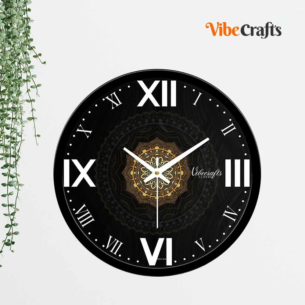 Beautiful Mandala Golden Art Designer Wall Clock