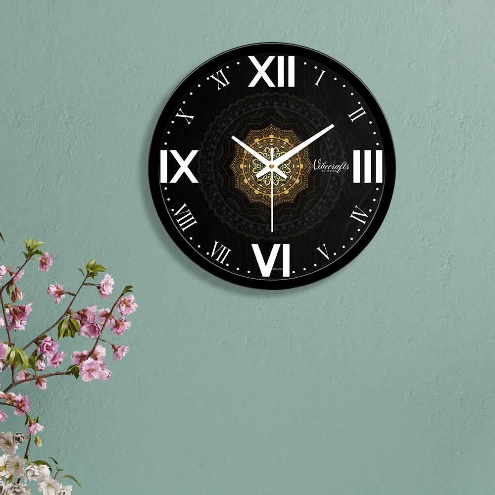 Beautiful Mandala Golden Art Designer Wall Clock