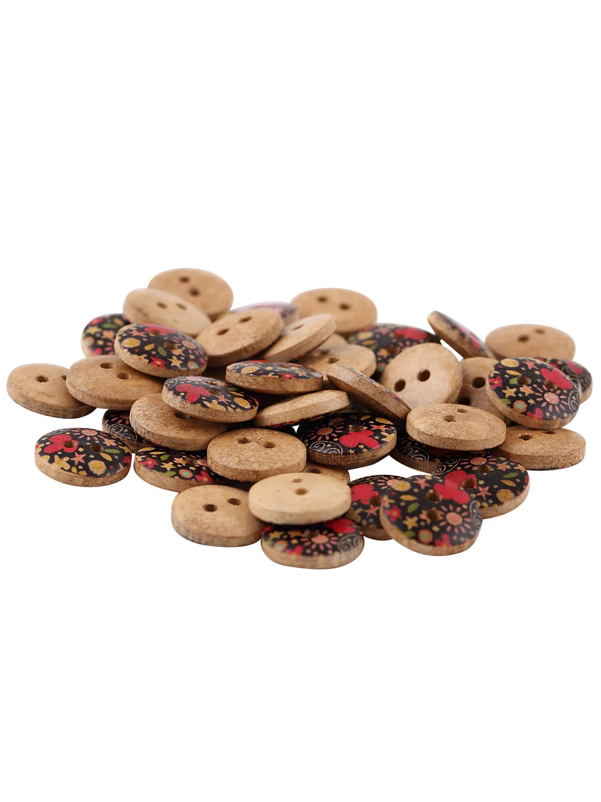 Beautiful Multicolour Print Wooden Buttons