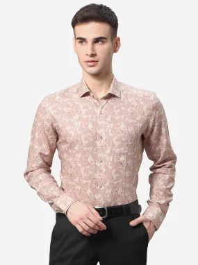 Beige Printed Slim Fit Party Wear Shirt | JB Studio