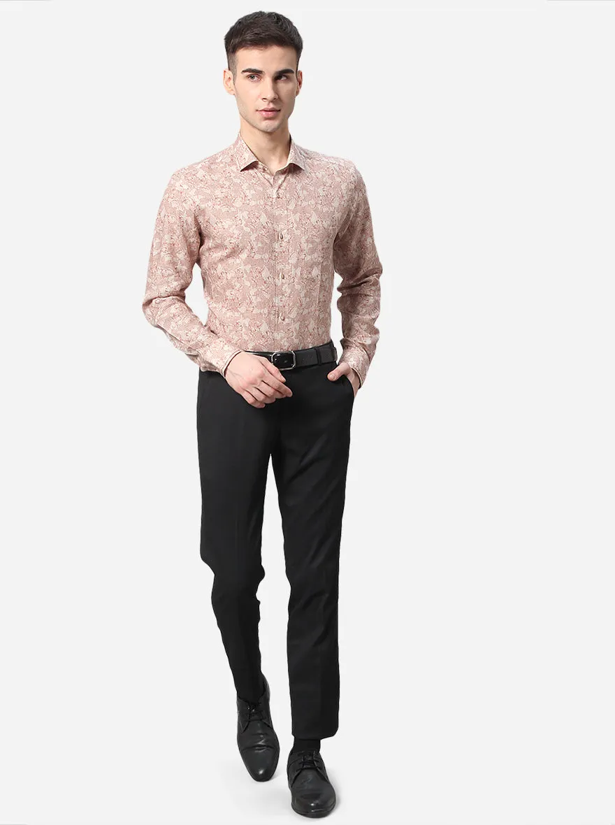 Beige Printed Slim Fit Party Wear Shirt | JB Studio