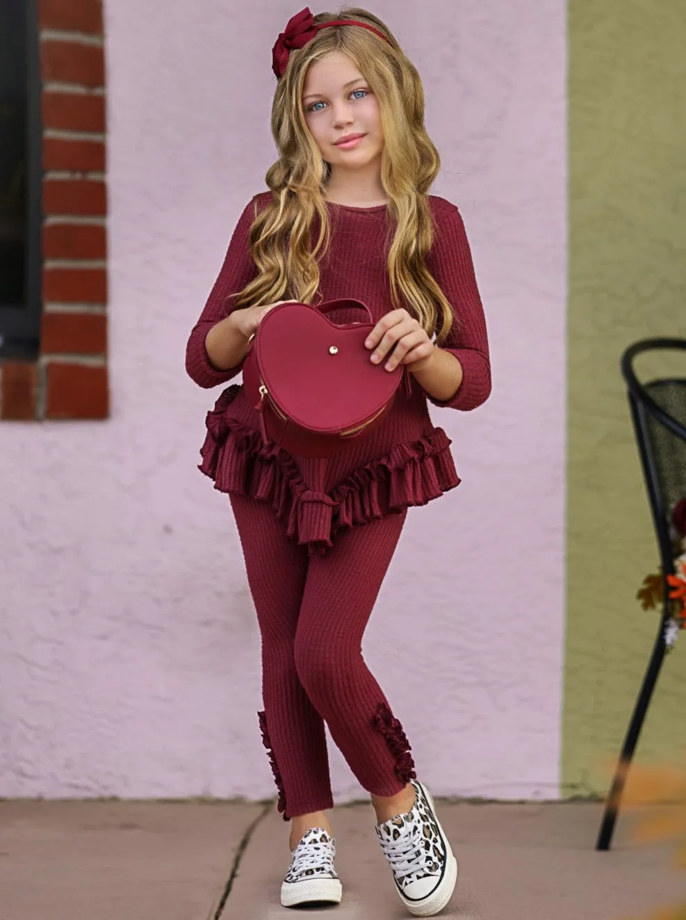 Berry Nice Waffle Knit Legging Set