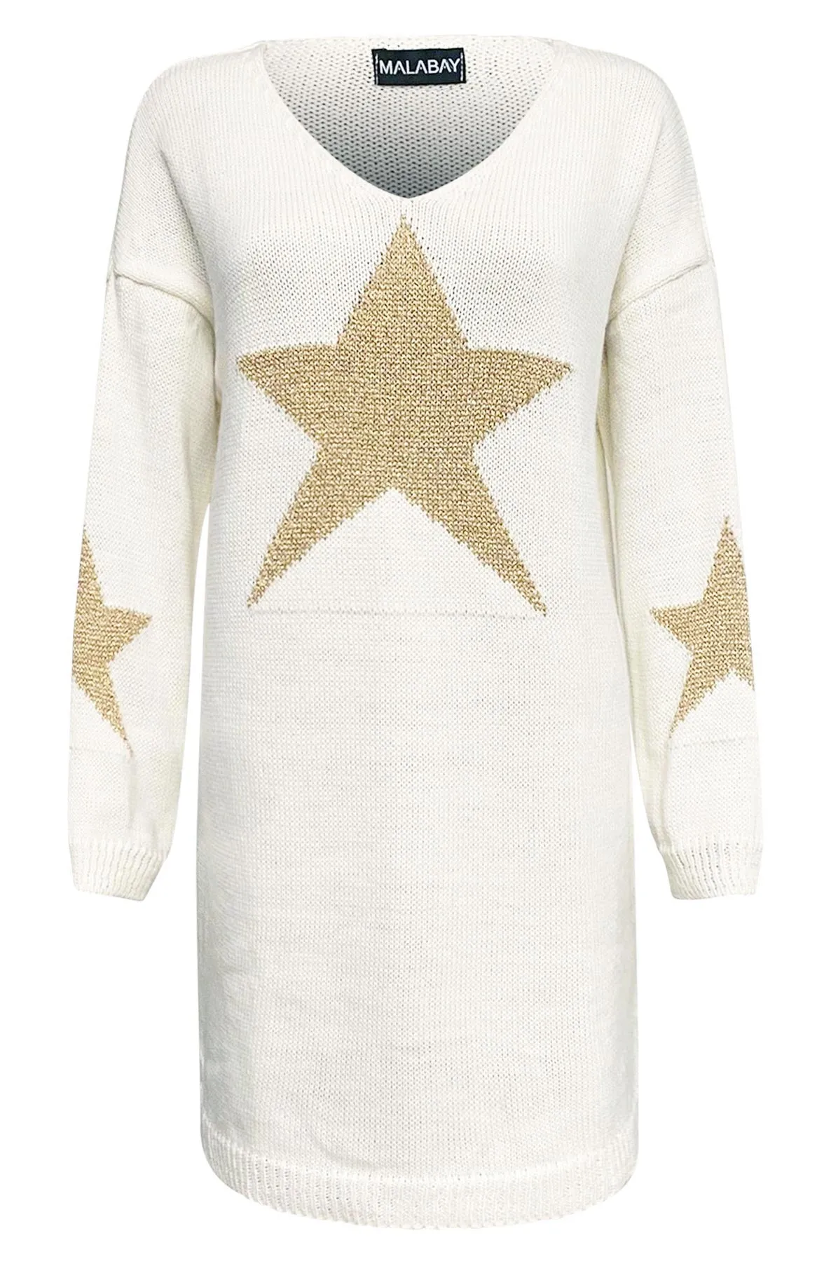 Bethany 'Star' Shimmer Knitted Jumper Top-Ivory