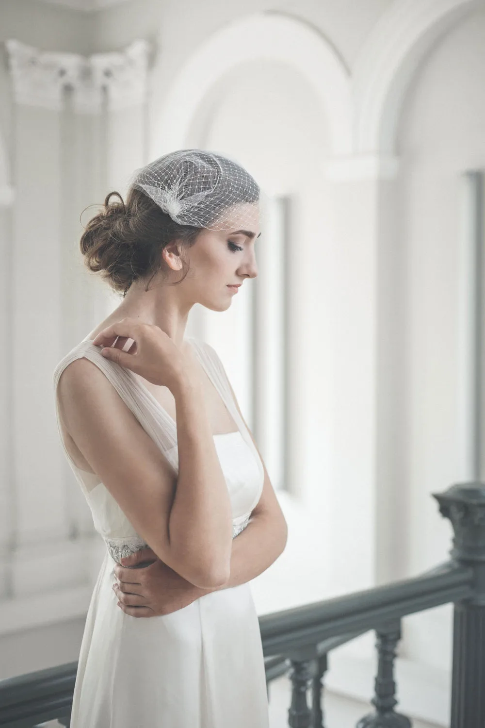 Birdcage veil - Wedding veil - Double birdcage veil -  Double layer bandeau veil - White, ivory, nude, black