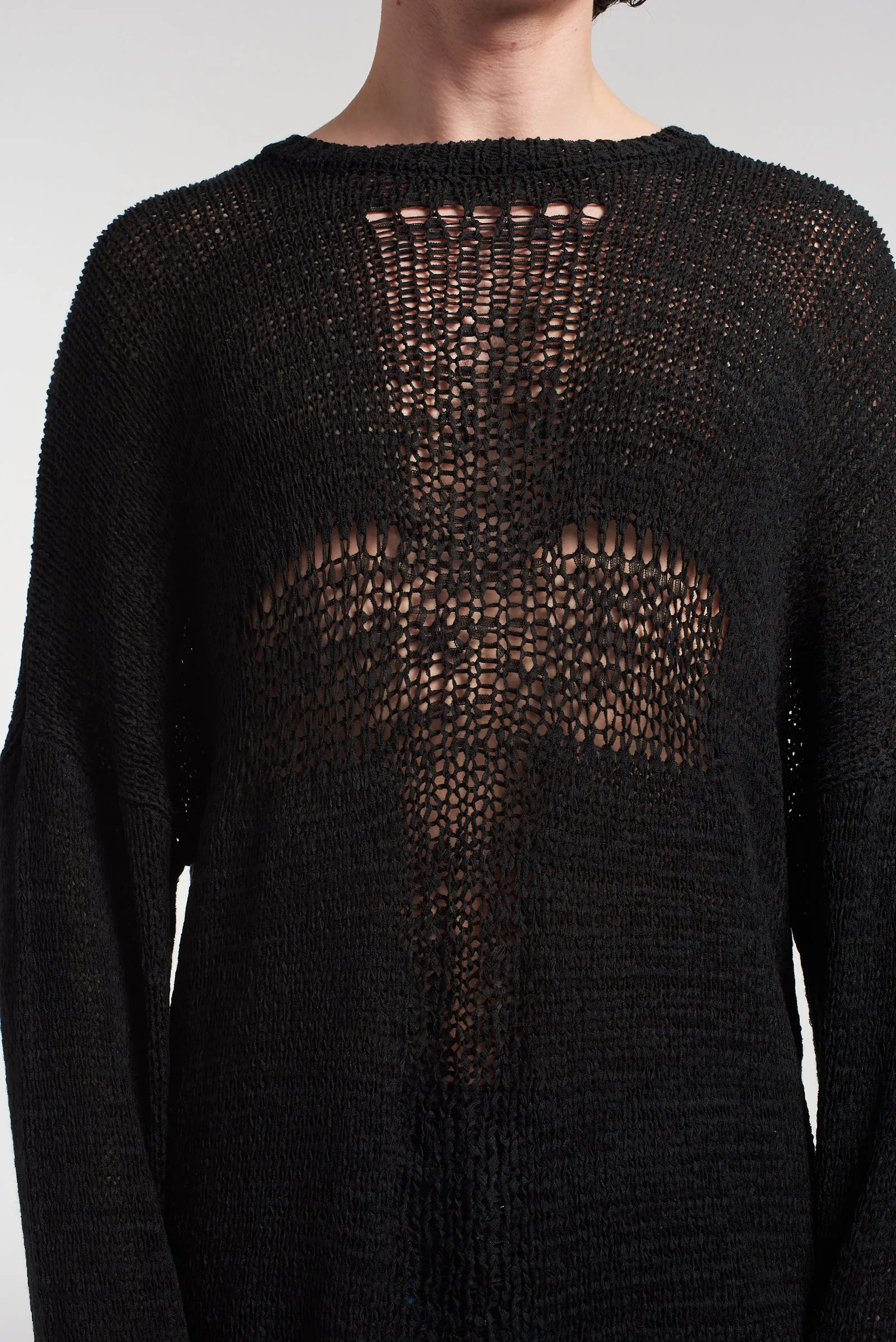 Black Cross Ladder Knit Jumper