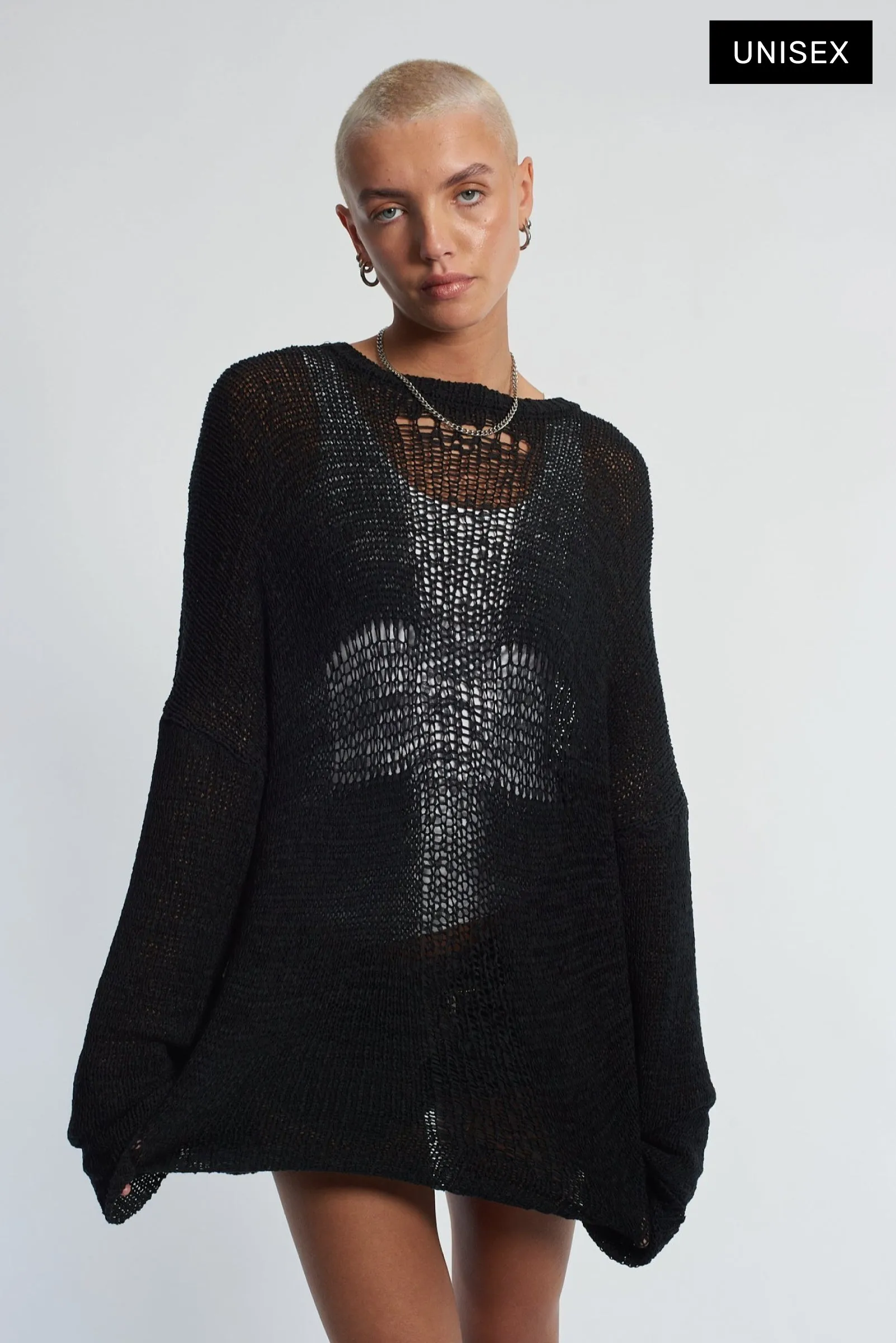 Black Cross Ladder Knit Jumper