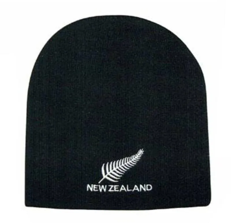 Black NZ Silver Fern Skull Hat