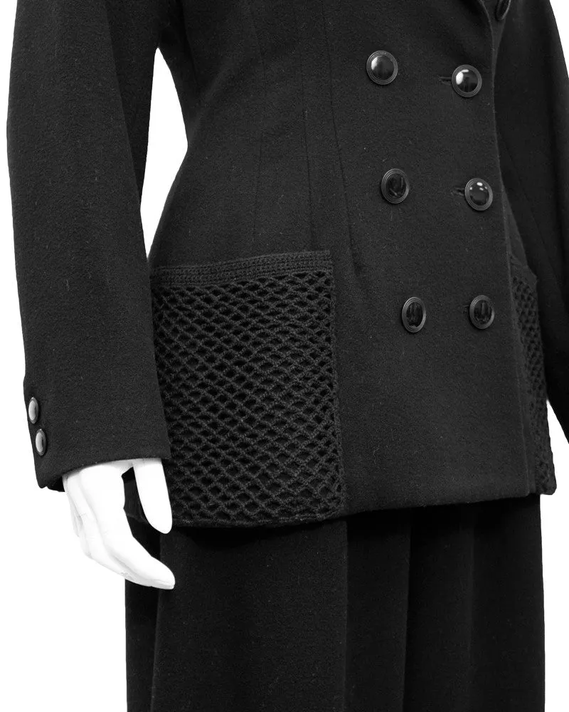 Black Wool Suit with Net pockets