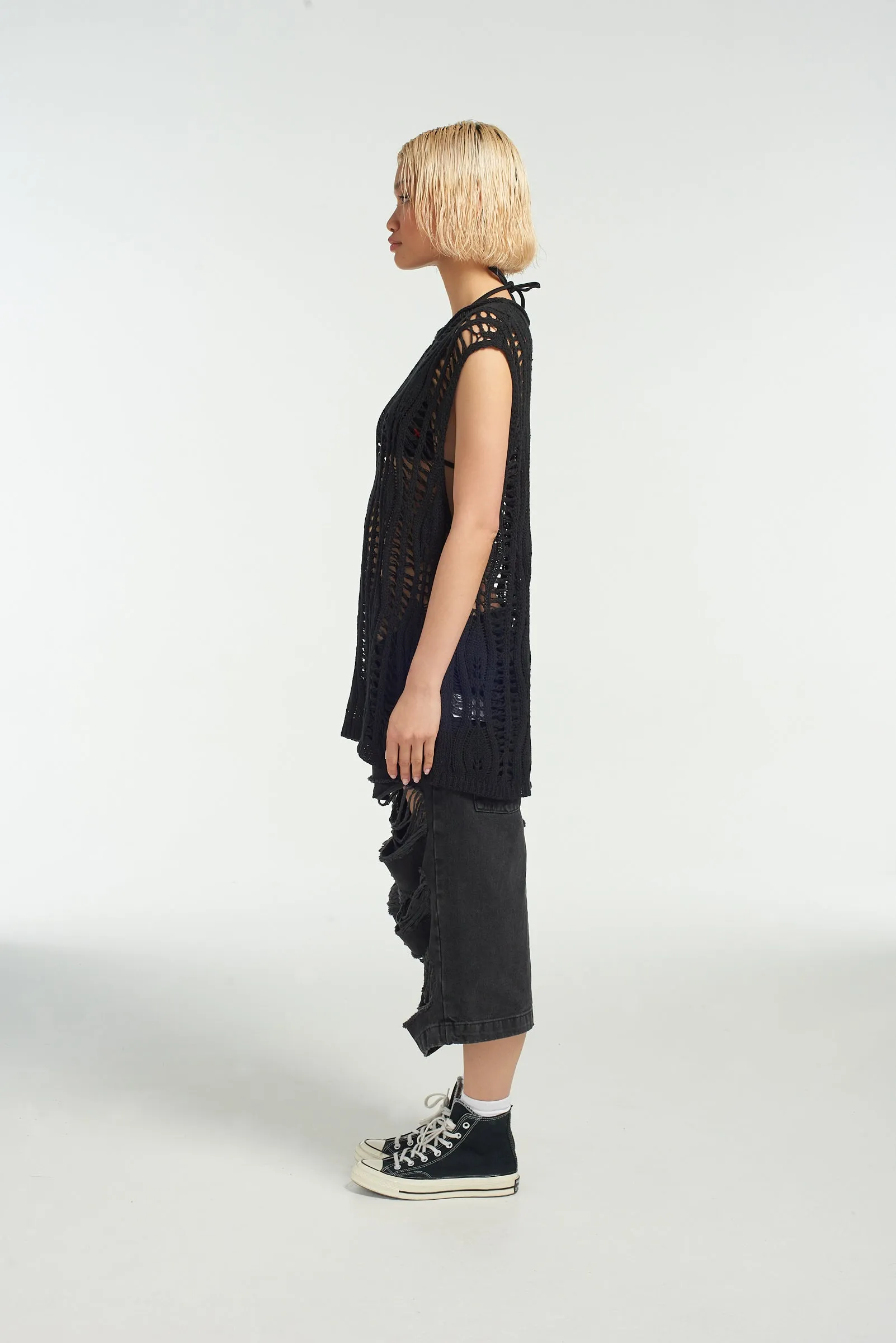 Blackout Open Knit Vest