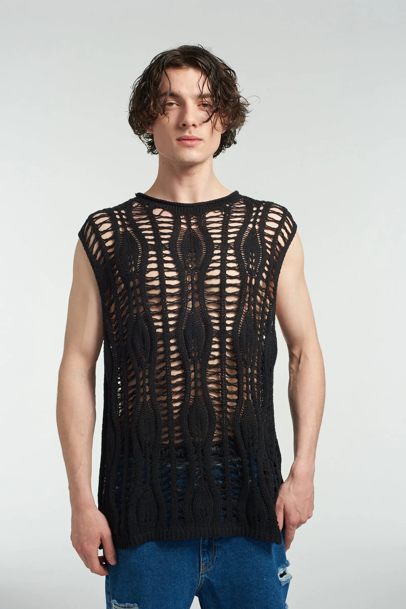 Blackout Open Knit Vest