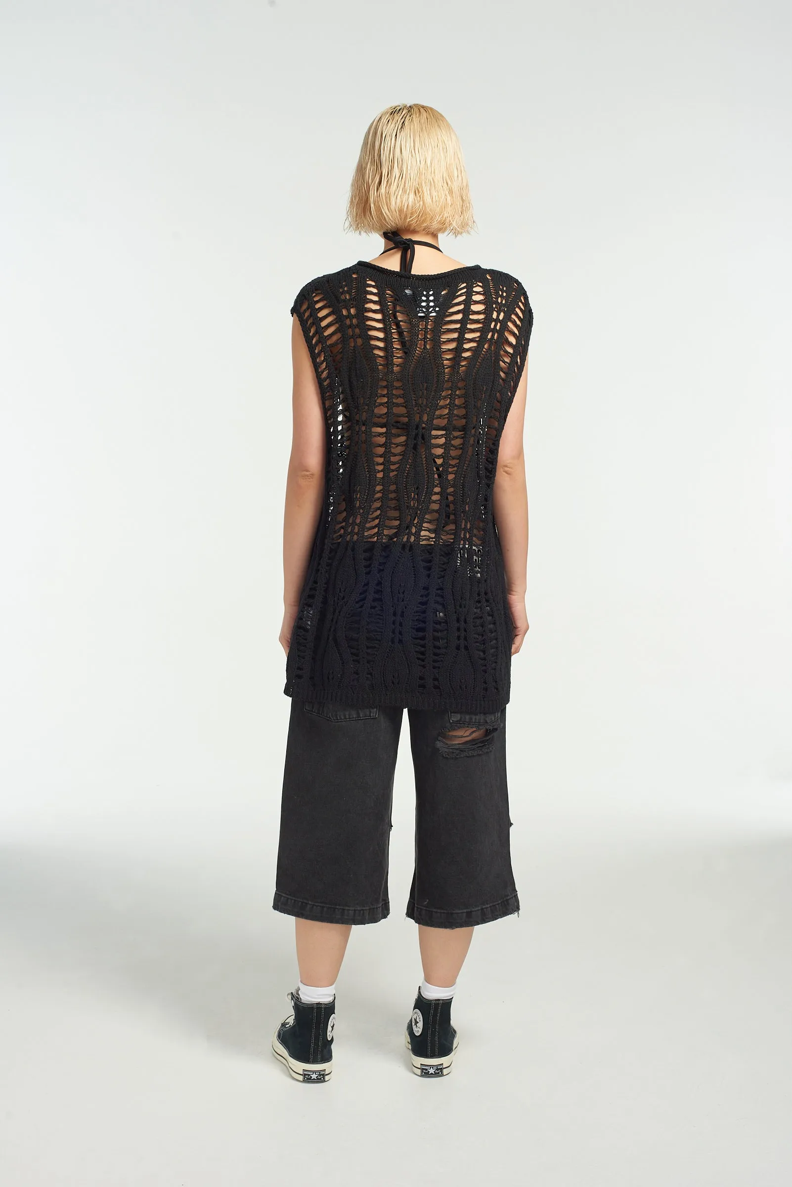 Blackout Open Knit Vest