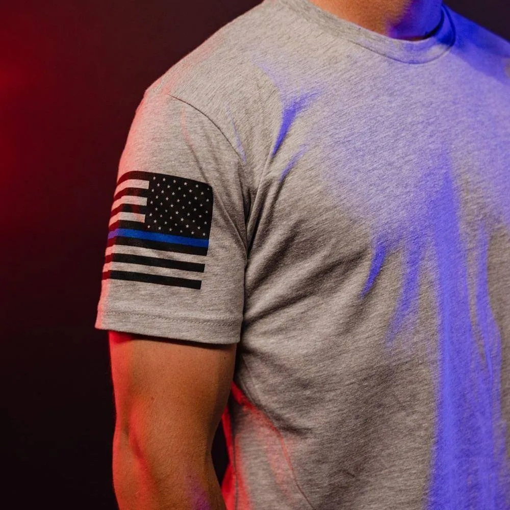 Blue Line Flag Basic T-Shirt - Heather Gray