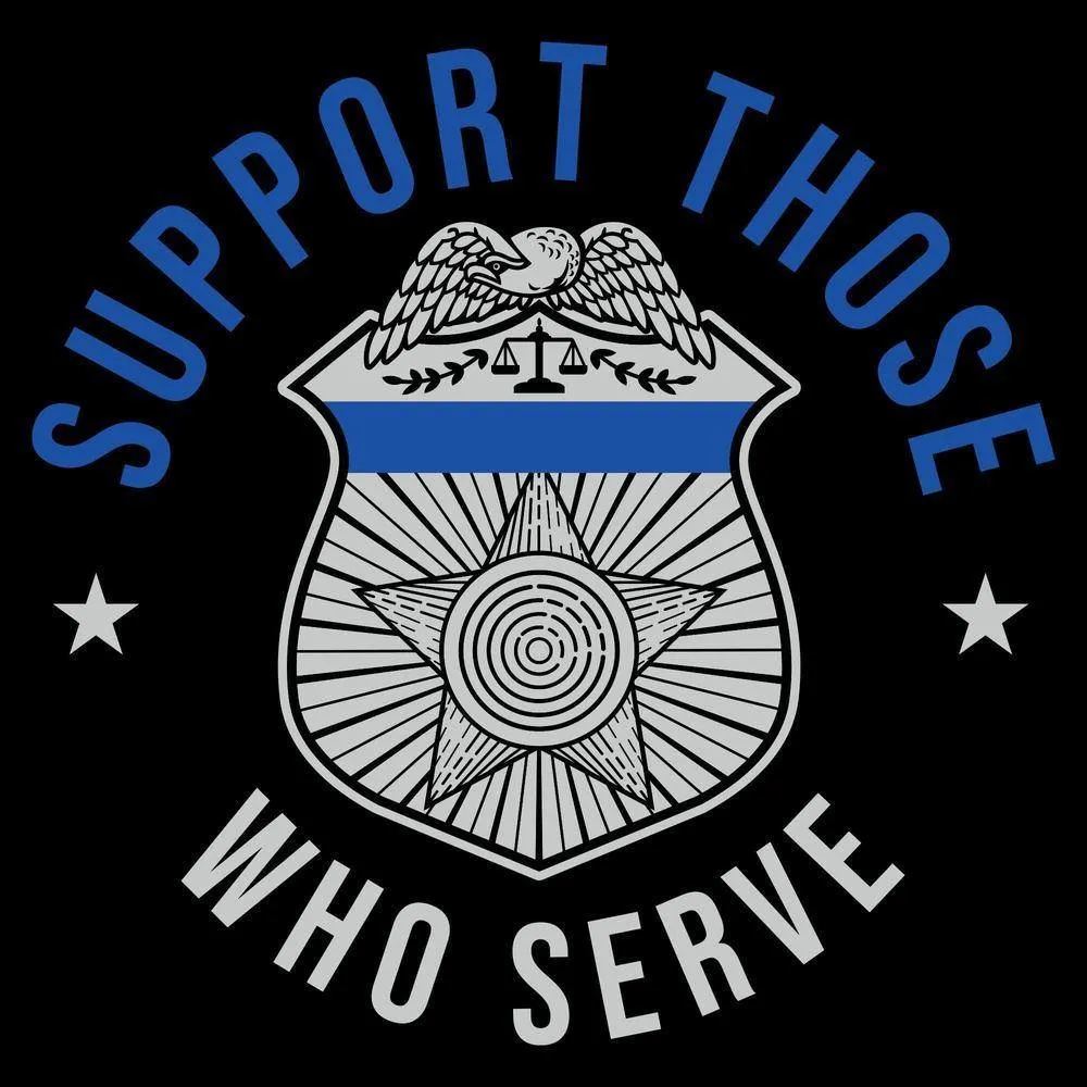 Blue Line Support Those Who Serve T-Shirt - Black