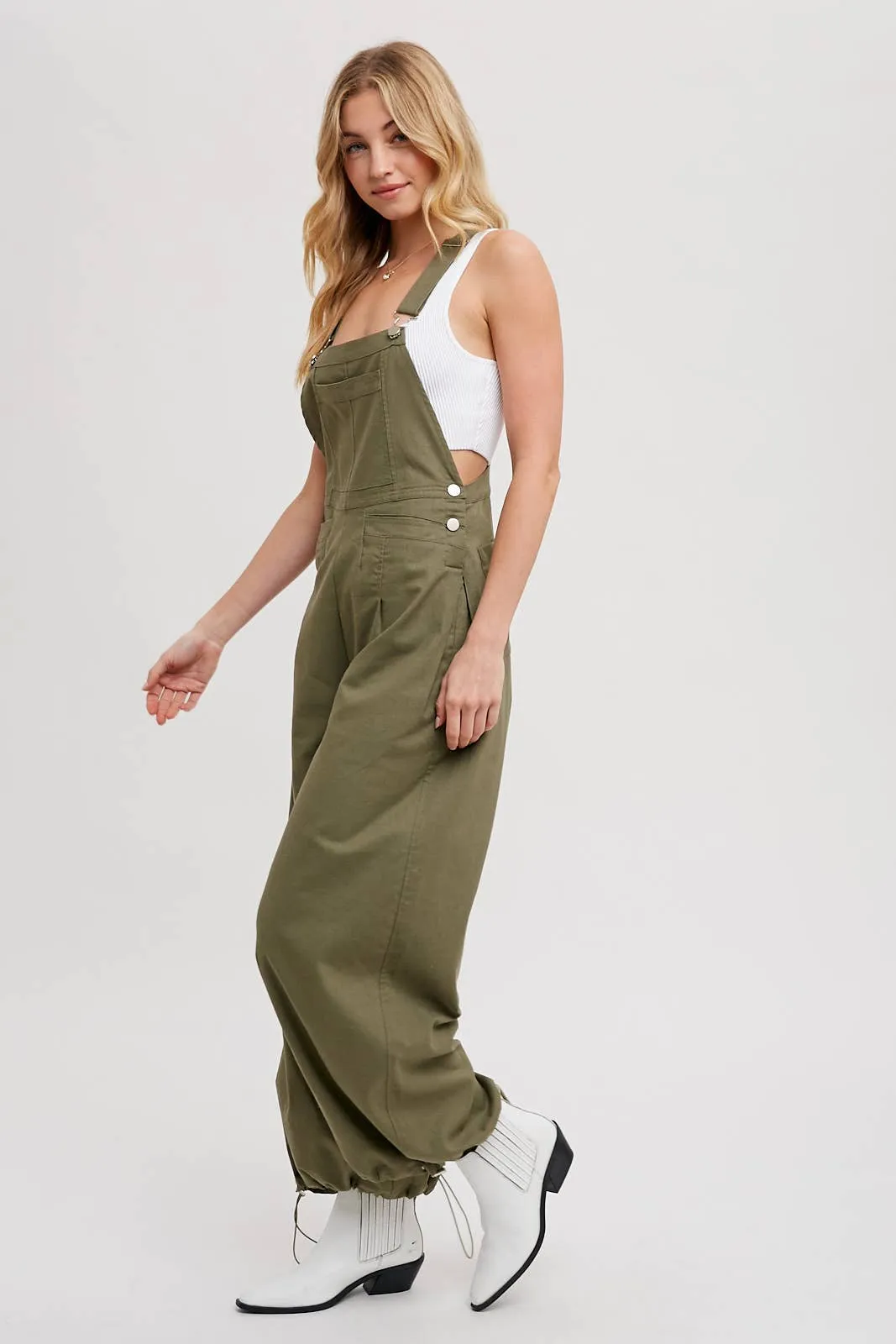 BLUIVY CARGO DRAWSTRING OVERALL JUMPSUIT