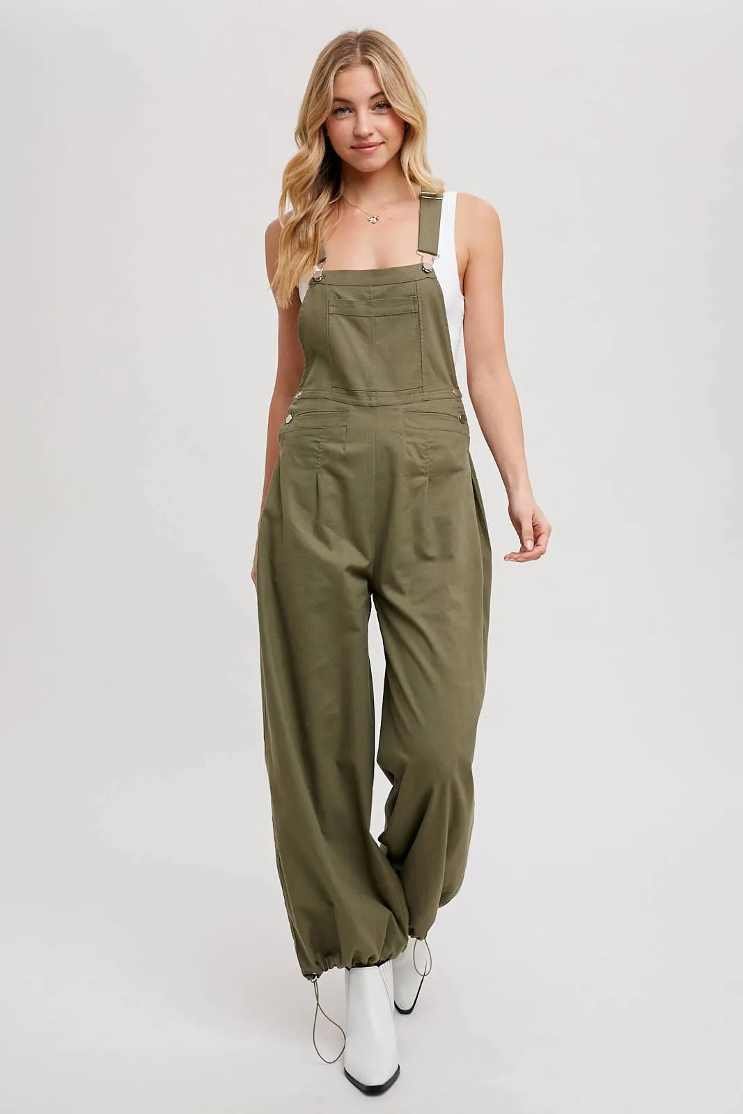 BLUIVY CARGO DRAWSTRING OVERALL JUMPSUIT