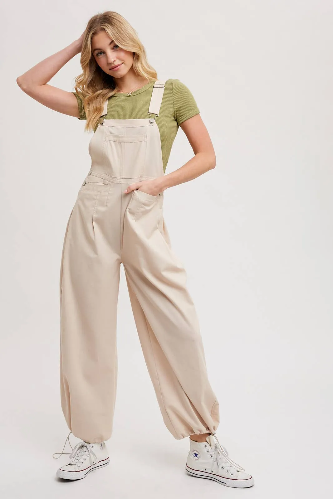 BLUIVY CARGO DRAWSTRING OVERALL JUMPSUIT