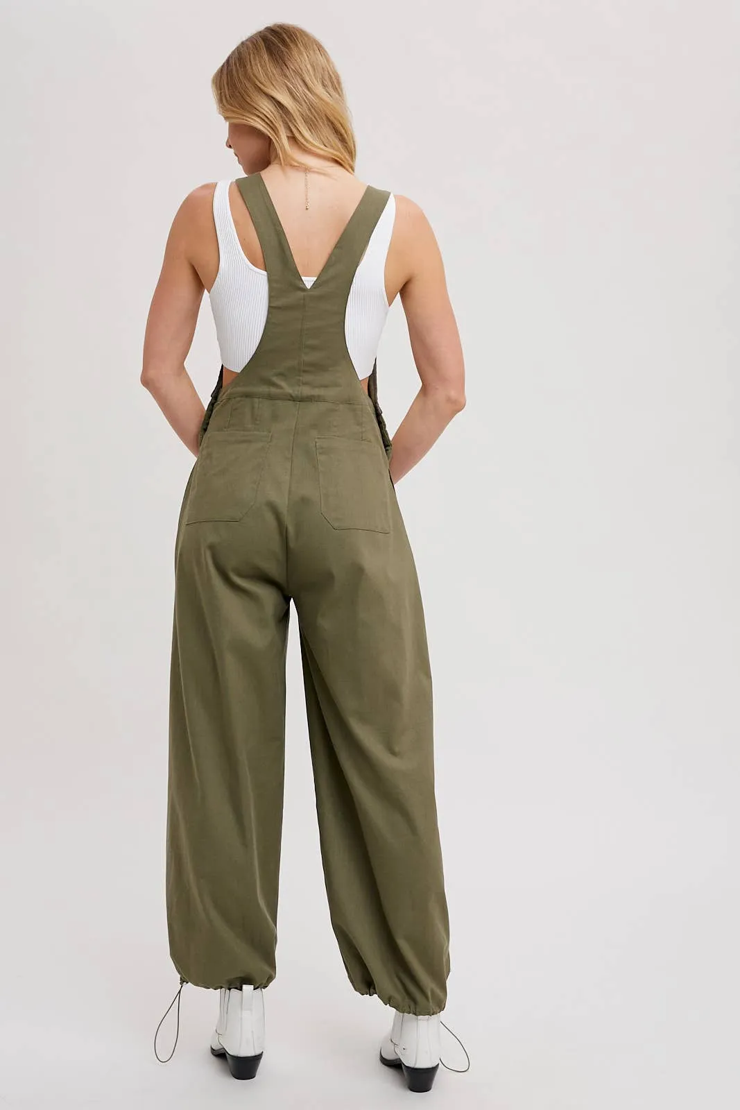 BLUIVY CARGO DRAWSTRING OVERALL JUMPSUIT