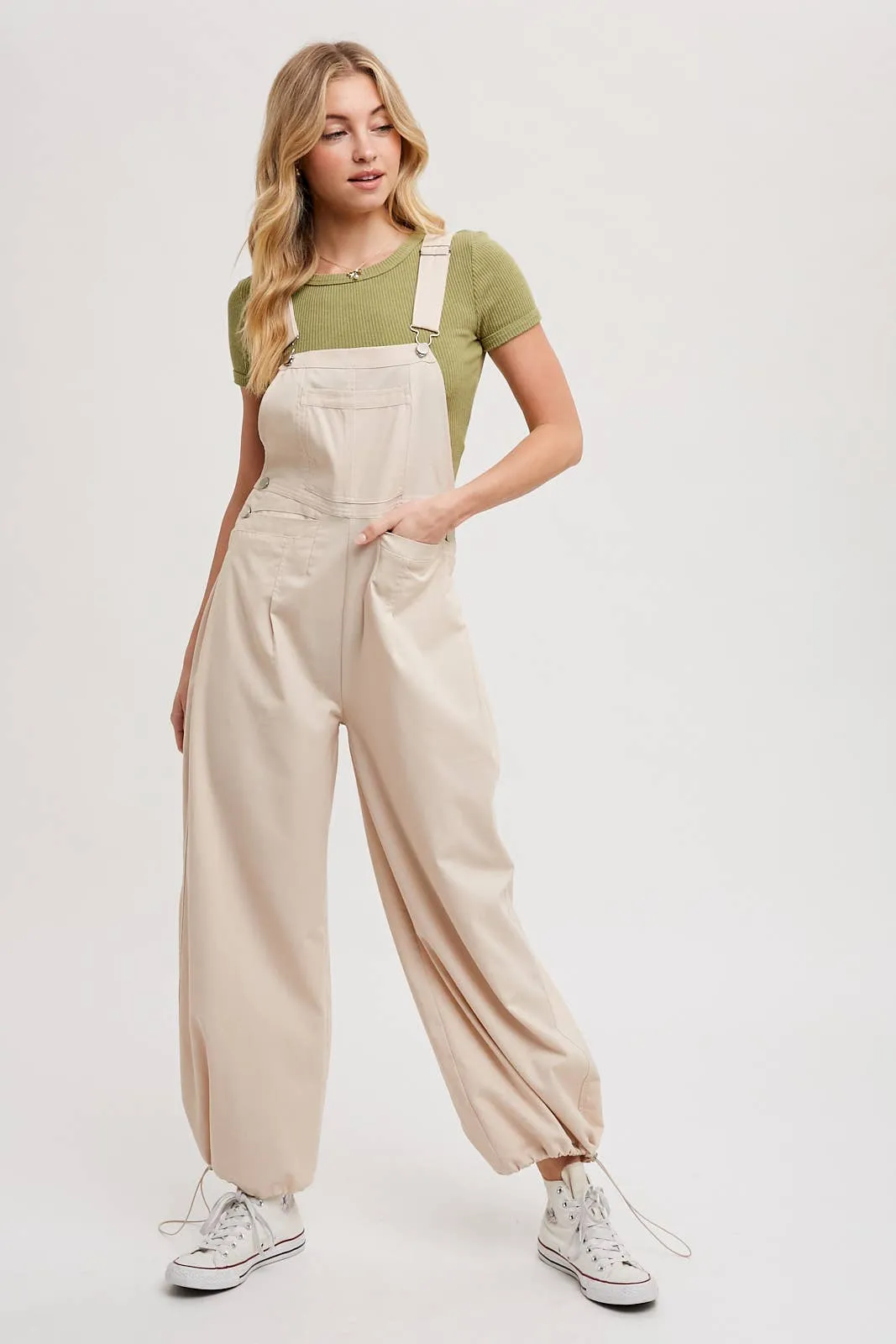 BLUIVY CARGO DRAWSTRING OVERALL JUMPSUIT