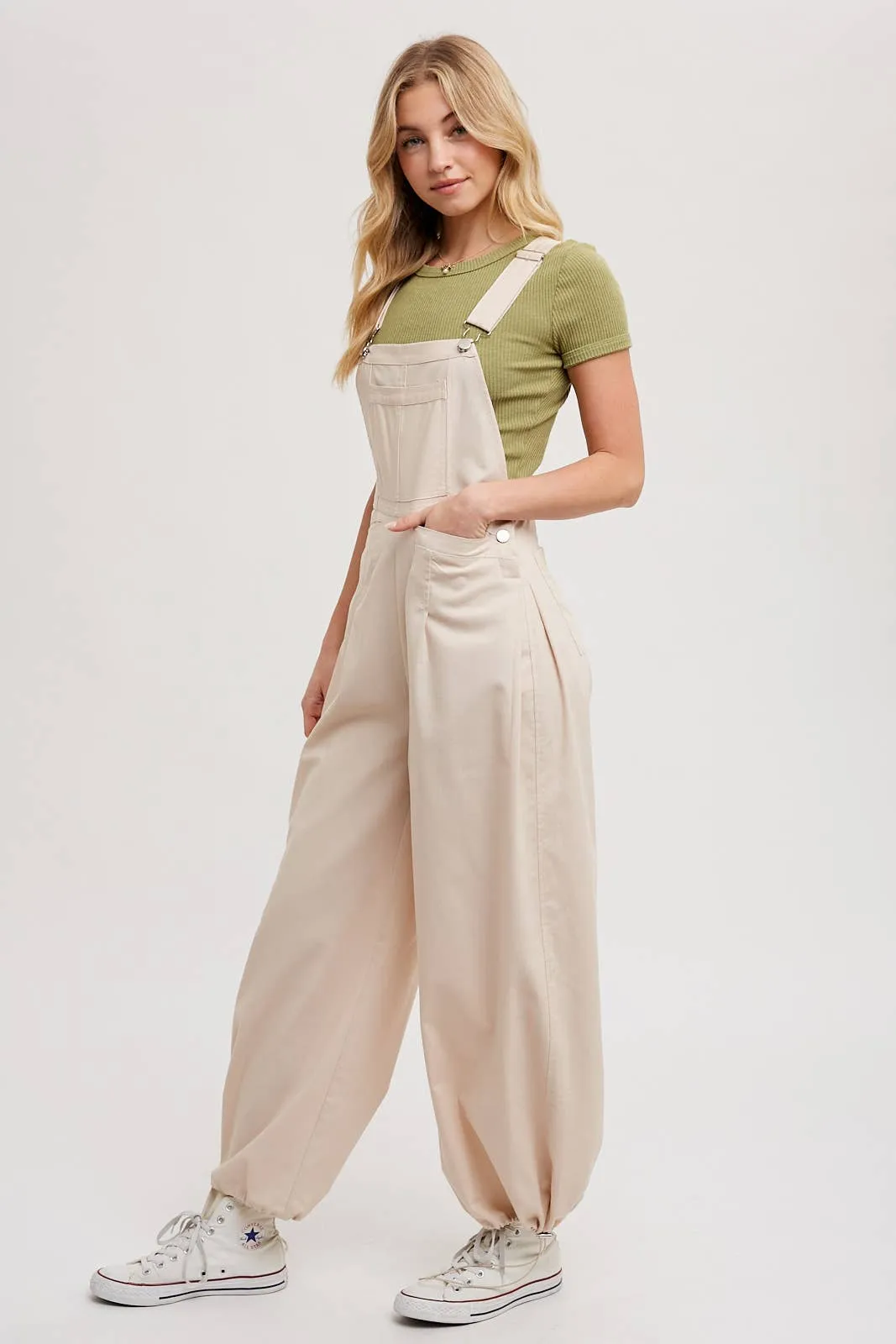 BLUIVY CARGO DRAWSTRING OVERALL JUMPSUIT