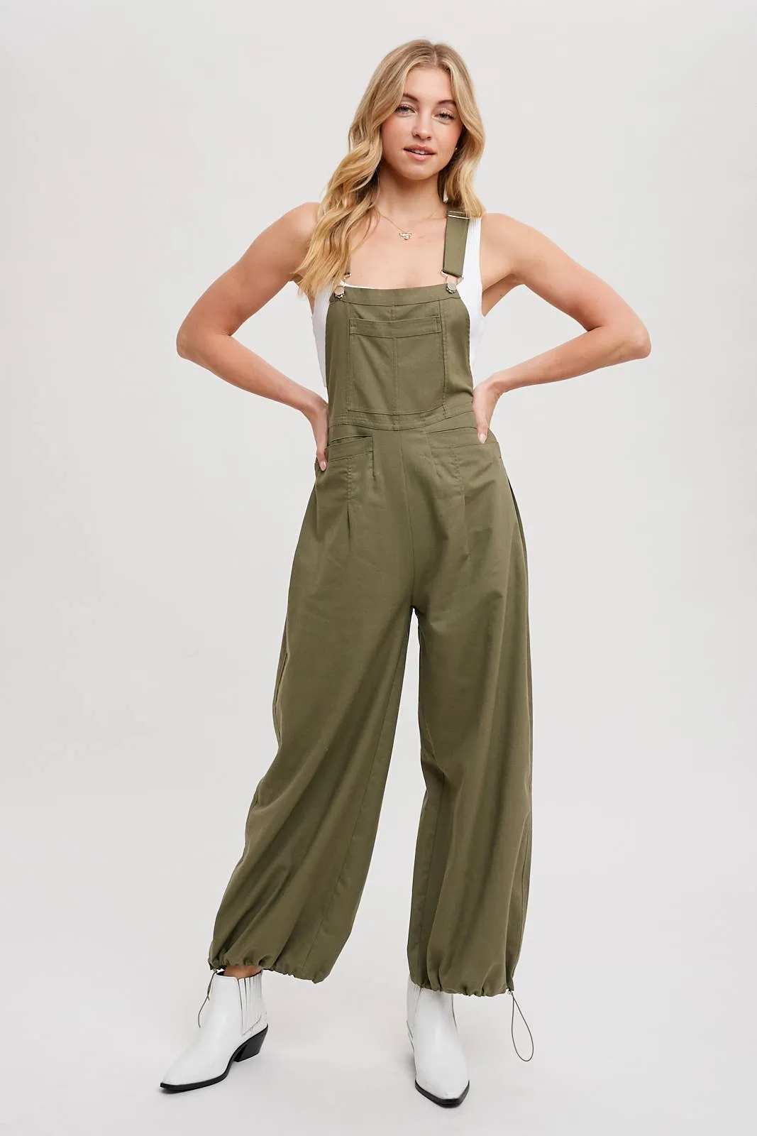 BLUIVY CARGO DRAWSTRING OVERALL JUMPSUIT