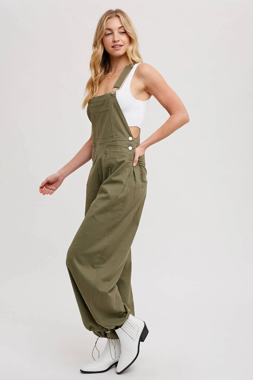 BLUIVY CARGO DRAWSTRING OVERALL JUMPSUIT